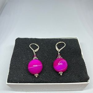 Magenta and silver earrings